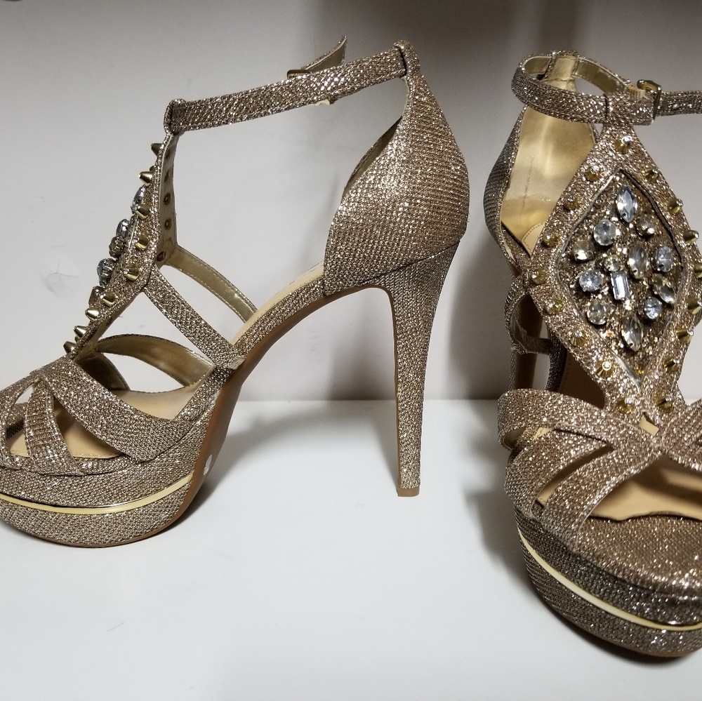 gold and silver heels
